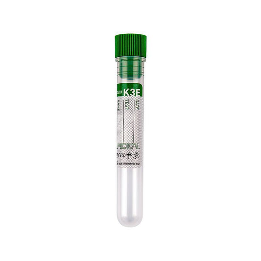 Promed ® test tube 13x75 mm with K3 EDTA x 2,5 ml of blood green cap
