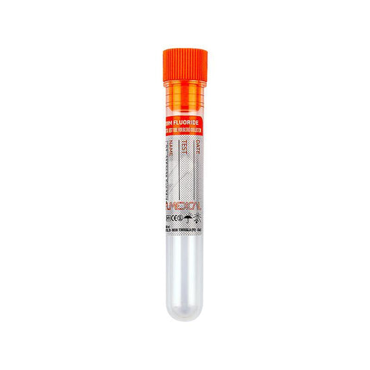 Promed ® test tube 13x75 mm with Potassium Fluoride x 3 ml of blood orange cap