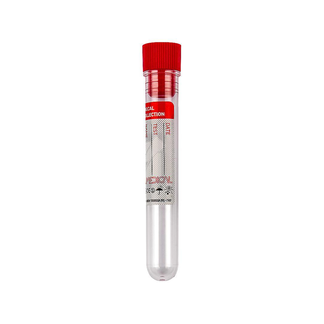 Promed ® test tube 16x100 mm 10 ml conical in PP with red cap and label, sterile