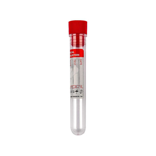 Promed ® test tube 16x100 mm 10 ml conical in PP with red cap and label, sterile