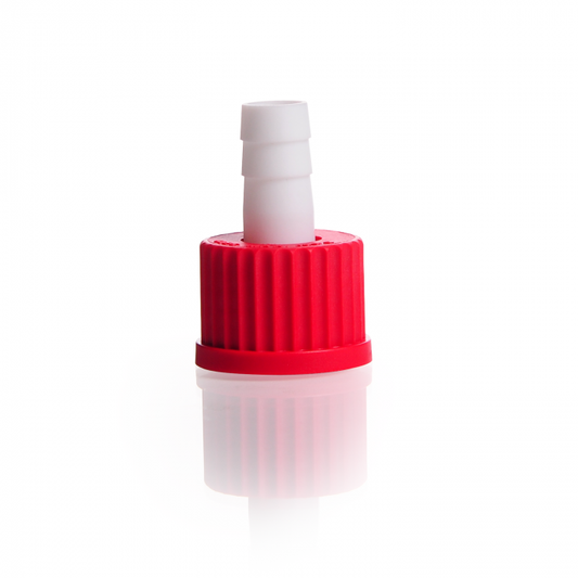 PTFE Hose connection complete with screw cap made of PBT, GL 25, straight