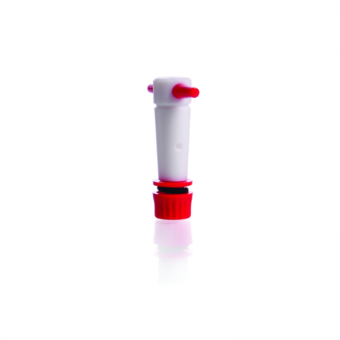 PTFE-keys with thread, bore 4 mm, NS 14.5 and 3 part retaining device