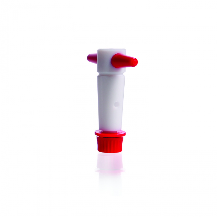 PTFE-keys with thread, bore 4 mm, NS 18.8 and 3 part retaining device