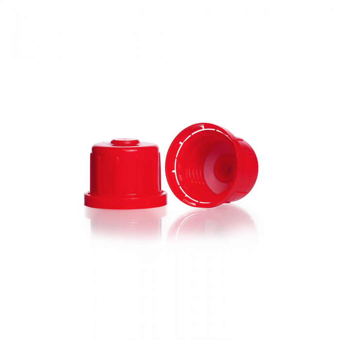 Safety tamper-proof screw caps for narrow neck square Glass Bottles, GL 32 H, P