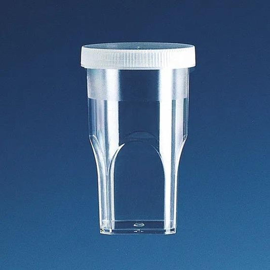 Sample cup, PS, with lid, PE
20 ml for Coulter-Counter pack of 1000
4 bags of