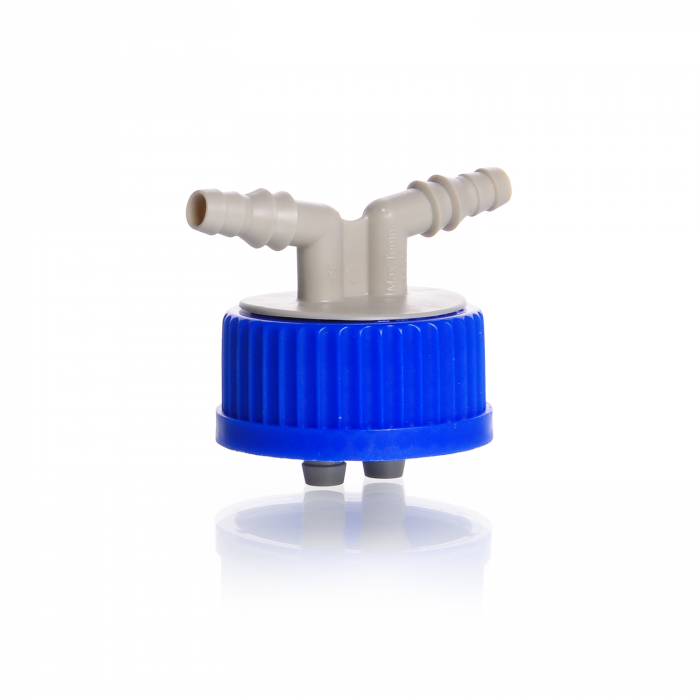 Screw cap GL 45 with 2 hose connectors and EPDM gasket