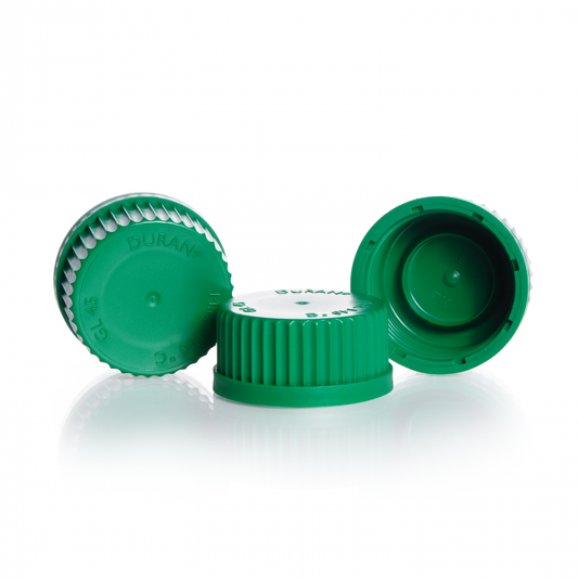 Screw-caps, with lip seal, GL 45, PP, green, for DURAN® laboratory glass Glass