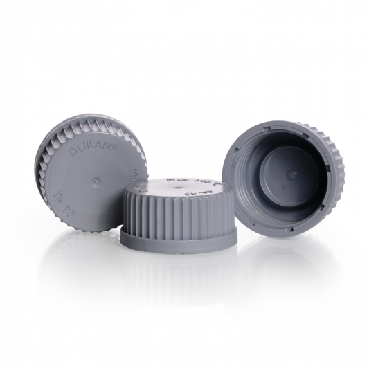 Screw-caps, with lip seal, GL 45, PP, grey, for DURAN® laboratory glass Glass B