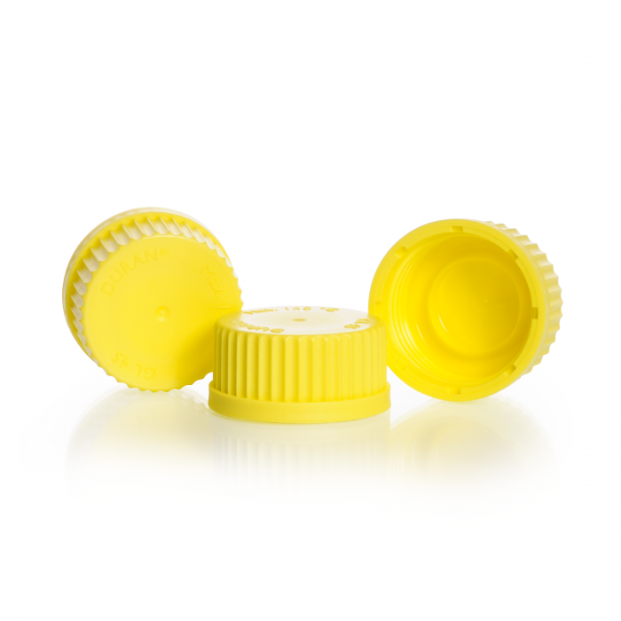 Screw-caps, with lip seal, GL 45, PP, yellow, for DURAN® laboratory glass Glass