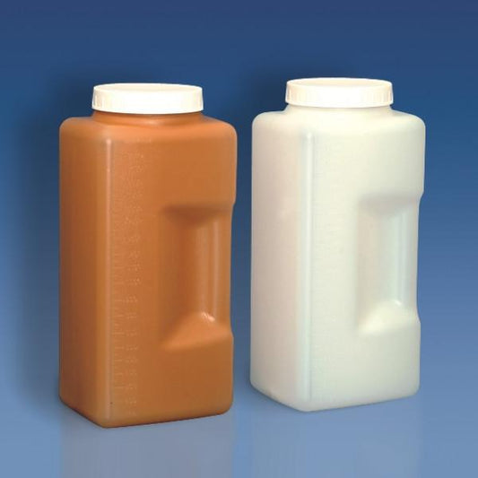 SQUARE URINE BOTTLE, 2000 ml - Amber