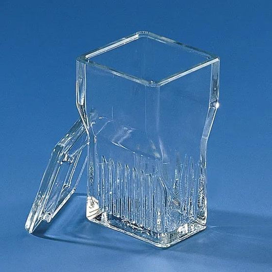 Stain.trough 'Hellendahl extended' w.lid
f. 16 slides 76 x 26 mm, soda-lime gla