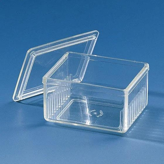 Stain.trough PMP Schiefferdecker w. lid
for 20 slides 76x26 mm