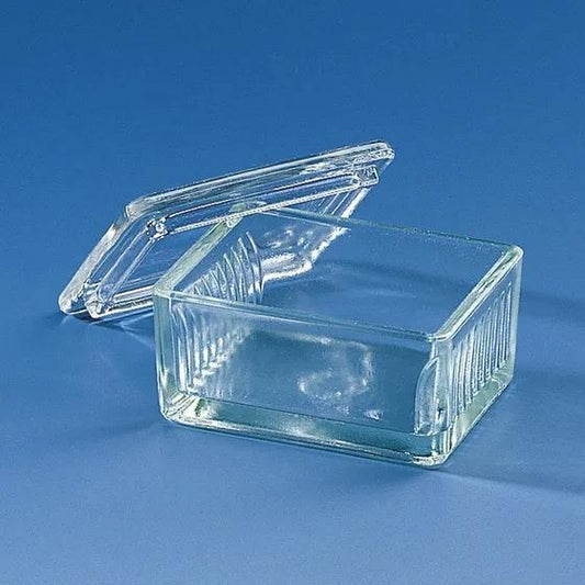 Stain.trough Schiefferdecker with lid
f. 10 slides 76 x 26 mm, soda-lime glass