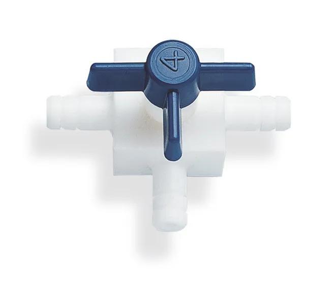 Stopcock, PTFE, T-bore with nozzles
f. tub. inner dia. 4 mm bore  2 mm
T-bore