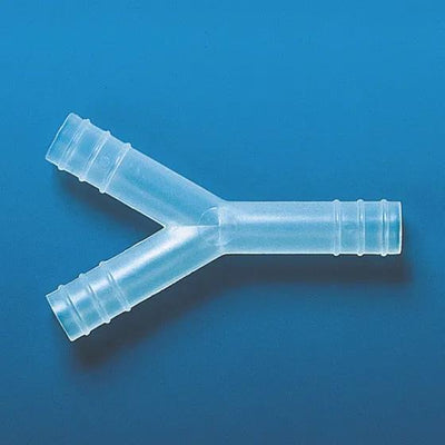Tubing connector, PP, Y-shape
f. tub.inner dia.     3 mm tot. l. 24 mm
part le