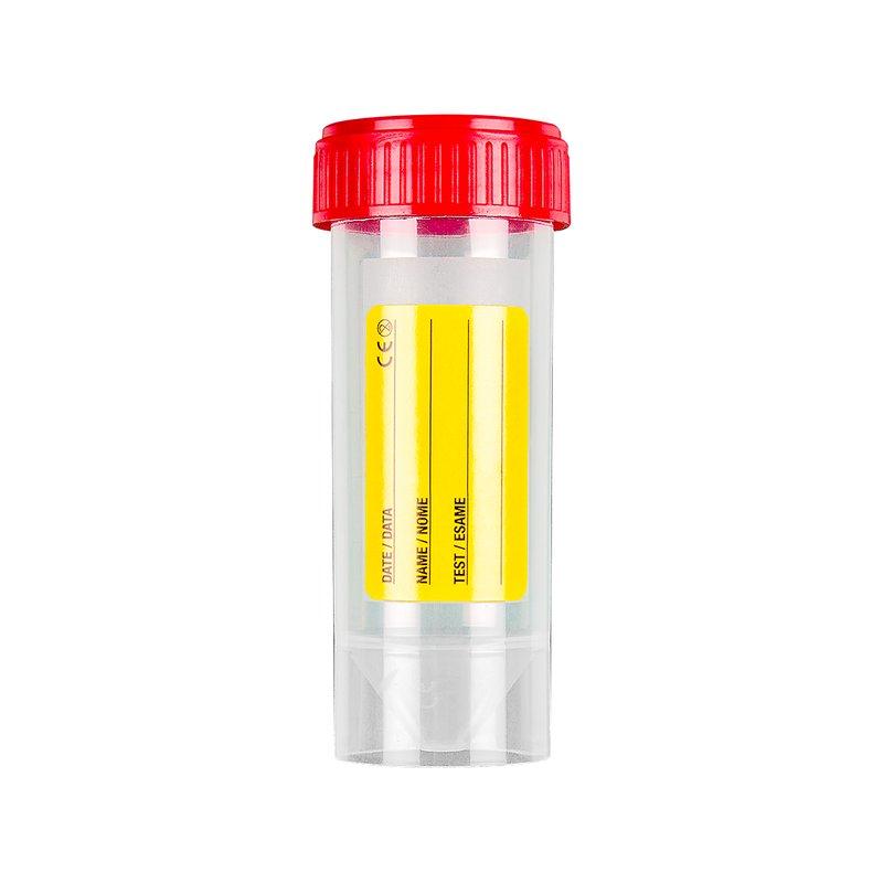 Urintainer ® Urine container 30 ml in PP with red screw cap, with paper label cl