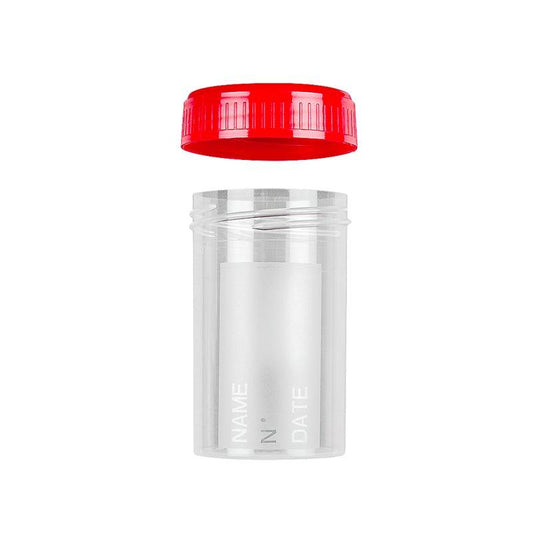 Urintainer ® Urine container 60 ml in PP with white screw cap apart, with froste