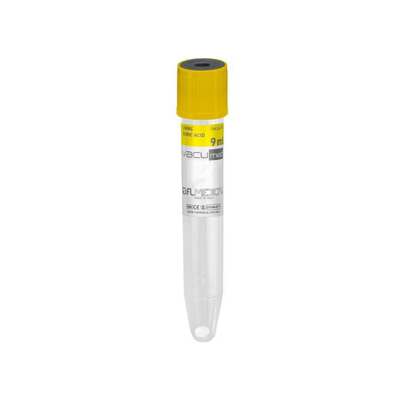 Vacumed® 13x100 mm with Boric Acid x 6 ml of urine yellow cap, sterile