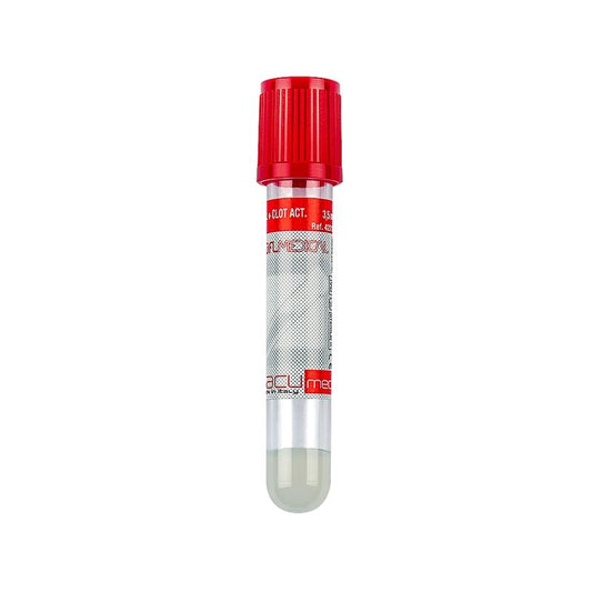 Vacumed® 13x100 mm with Gel Separator + Clot Activator x 5 ml of blood, red cap,