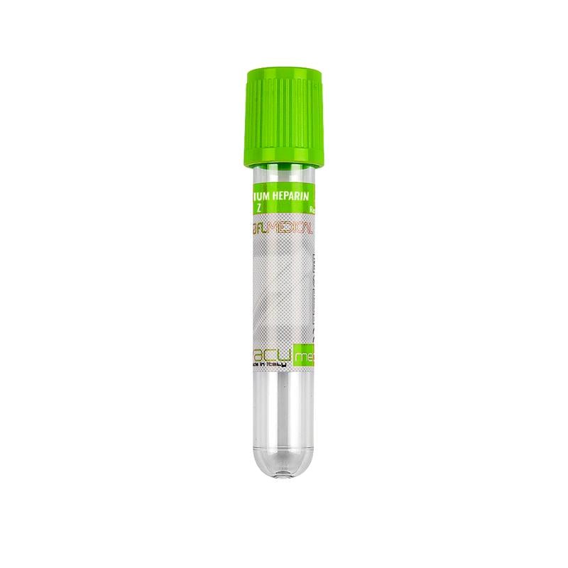 Vacumed® 13x100 mm with Sodium Heparin x 6 ml of blood, light green cap, sterile
