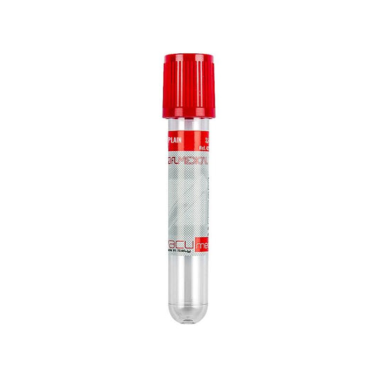 Vacumed® 13x75 mm no additive x 3 ml, red cap, sterile