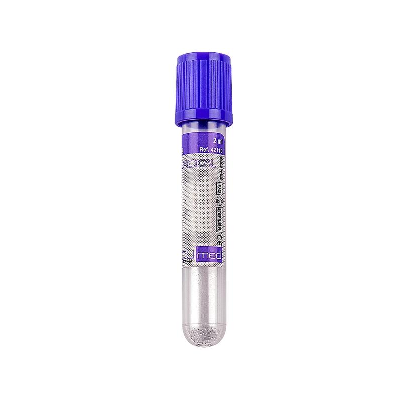 Vacumed® 13x75 mm with K3 EDTA x 1 ml of blood, violet cap, sterile