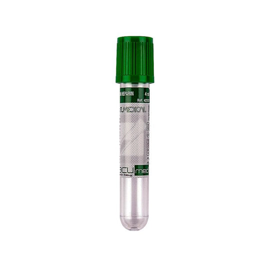 Vacumed® 13x75 mm with Lithium Heparin x 1 ml of blood, dark green cap, sterile