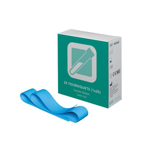 Vacumed® disposable tourniquet, latex free, light blue colour