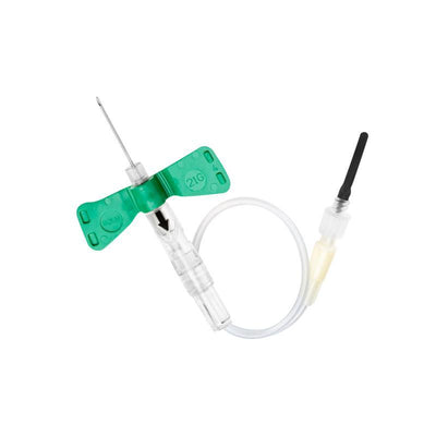 Vacumed® Tech Pull-Button blood collection set 23G x ?" light blue with safety s