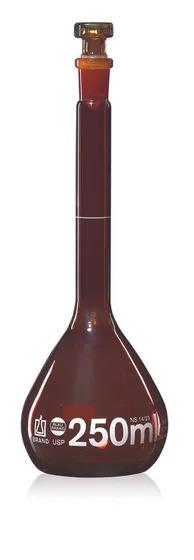 Vol. flask BLAUBRAND A DE-M amber
  25 ml Boro 3.3 NS 10/19, glass stopper
amb
