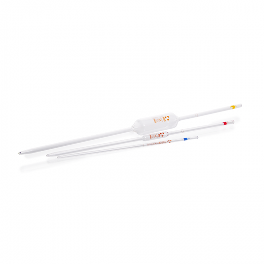 Volumetric Pipette from soda-lime glass, class AS, amber diffusin print, 100 ml