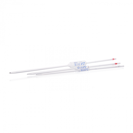 Volumetric Pipette from soda-lime glass, class AS, blue print, batch certificate